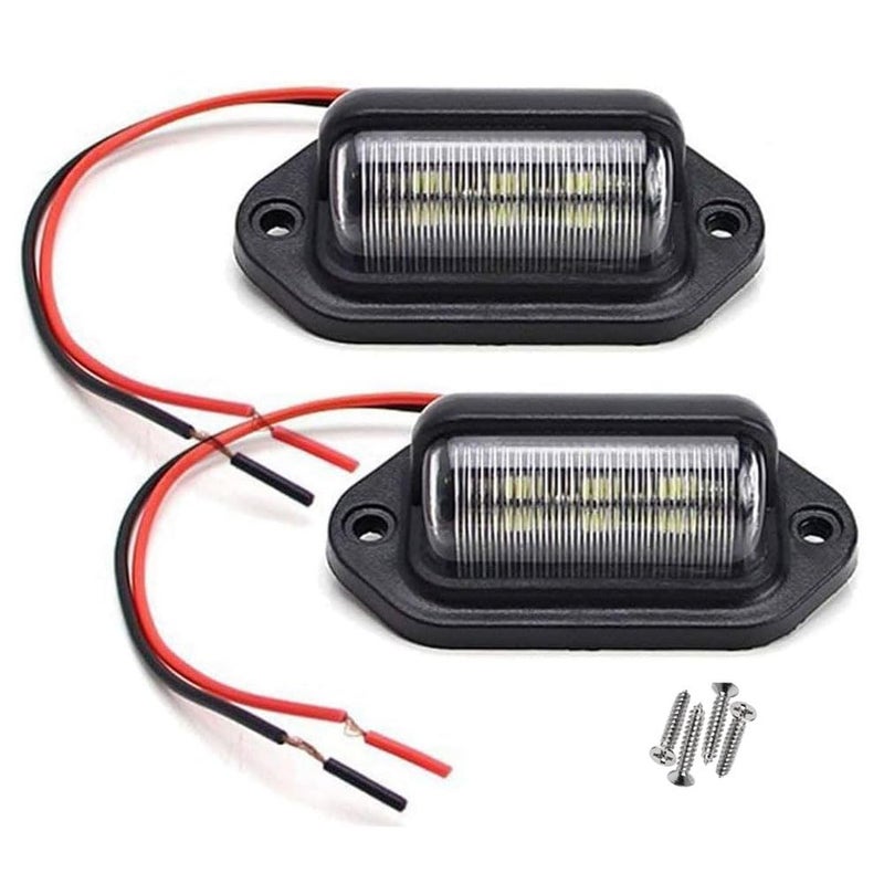 JEDEW 2 PACK License Plate Light, 12V 6-SMD LED License Plate Lamp Taillight for Truck SUV Trailer Van, Step Courtesy Lights, Dome/Cargo Lights - Image 1